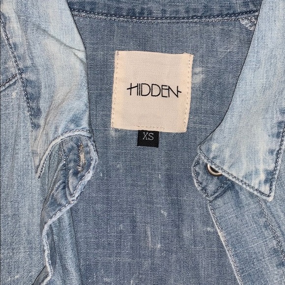 Distressed denim button up shirt XS - Picture 3 of 10